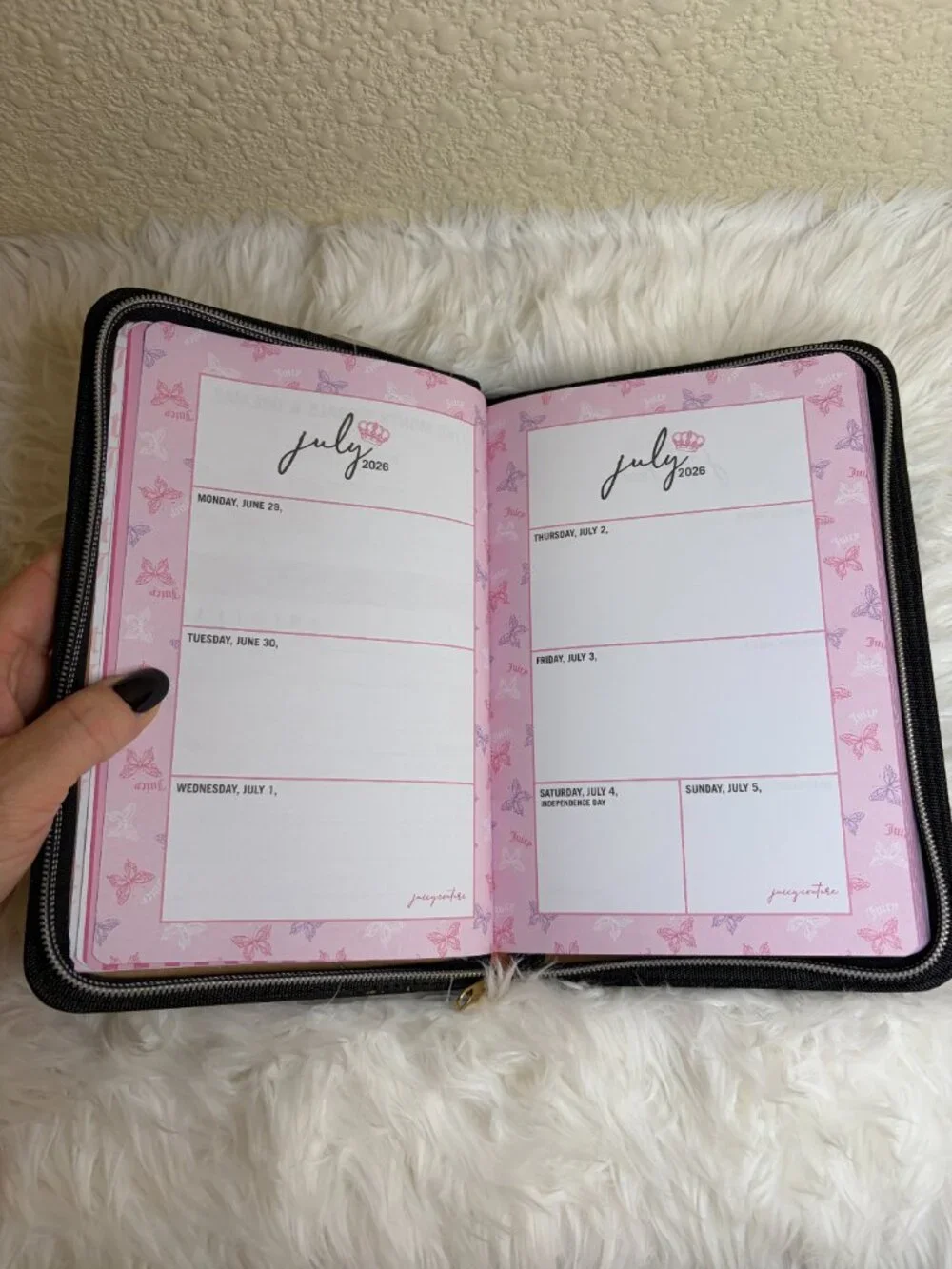 Juicy Couture 2026 2027 Planner Zip Folio Heart Pen Black Agenda NWT
